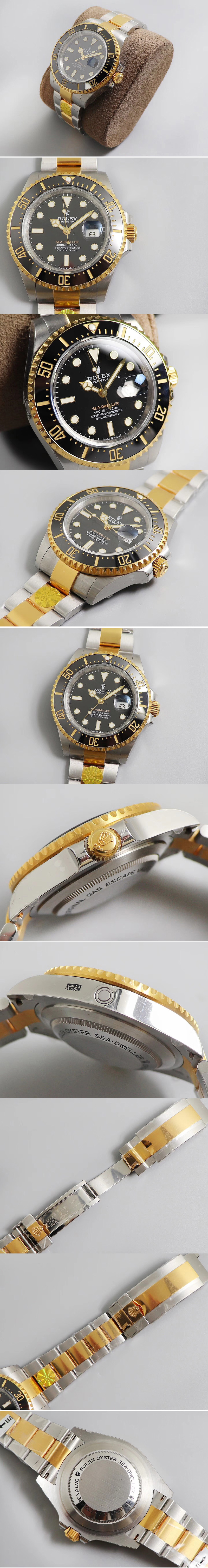 Replica Rolex Sea-Dweller Two Tone SS/YG Wrapped 126603 D1 Best Edition Black Dial on SS/Wrapped Bracelet A2836