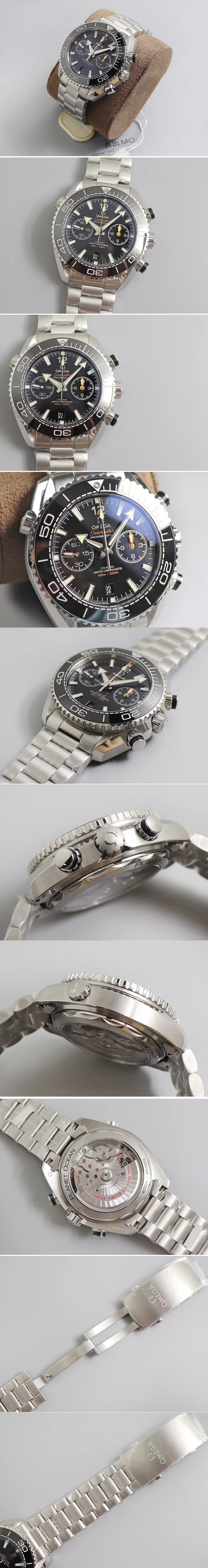Replica Omega Planet Ocean Master Chronometer OMF SS Black Polished Bezel Black Dial on SS Bracelet A9900