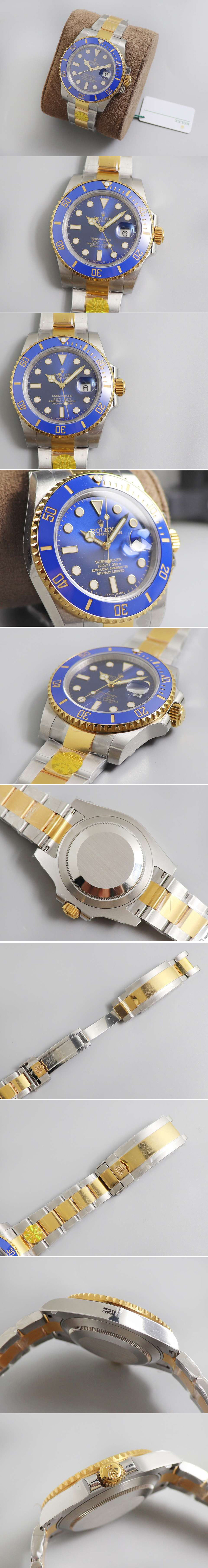 Replica Rolex Submariner 116613 LB SS/YG Blue DIF 1:1 Best Edition 18K Wrapped gold SS/YG Case and Bracelet A2824