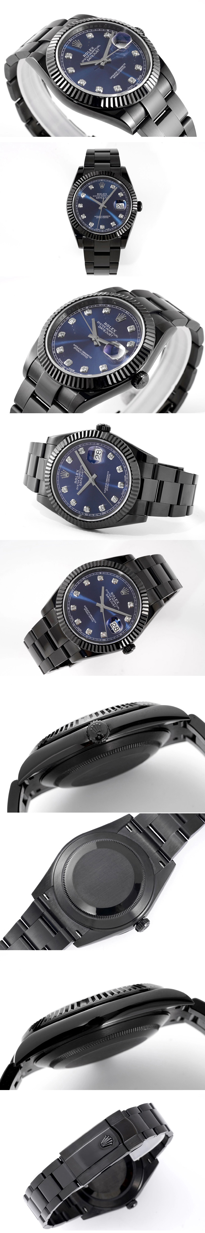 Replica Rolex DateJust 41MM 126334 Blaken DLC VRF 1:1 Best Edition Blue Dial Diamonds Markers on DLC Jubilee Bracelet A3235