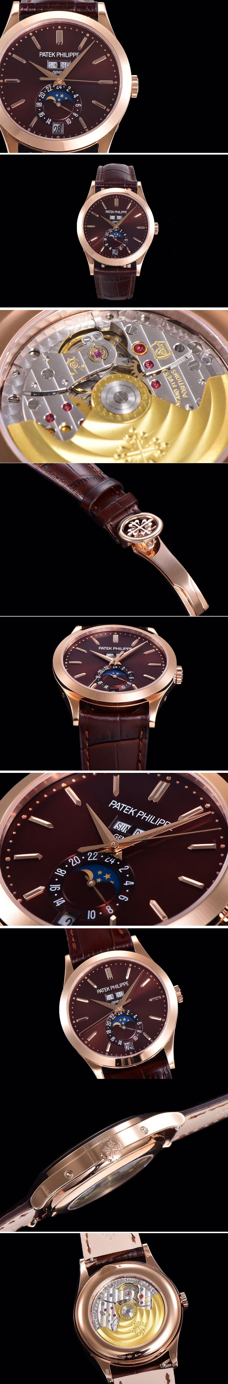 Replica Patek Philippe Annual Calendar Complications 5396 RG GRF Best Edition Black dial on Brown leather strap A324