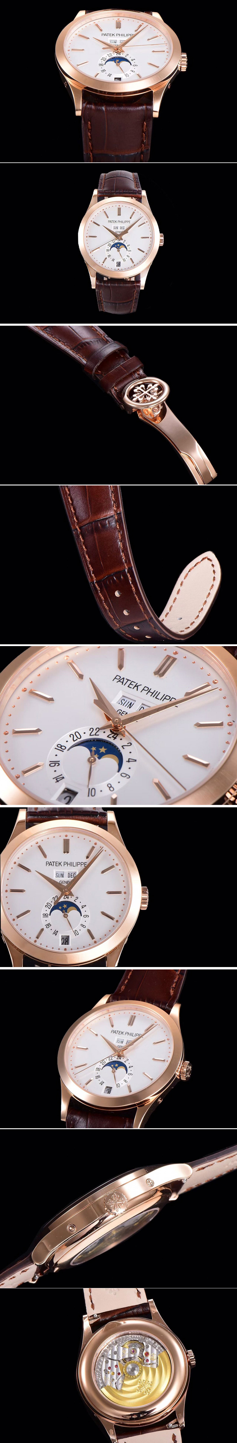 Replica Patek Philippe Annual Calendar Complications 5396 RG GRF Best Edition White dial on Brown leather strap A324