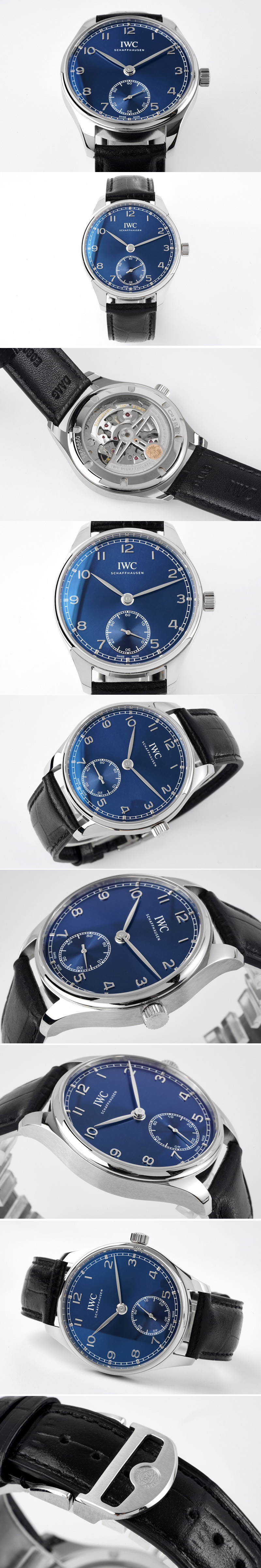 Replica IWC Portuguese IW358305 ZF 1:1 Best Edition SS Blue Dial on Black Leather Strap A82200