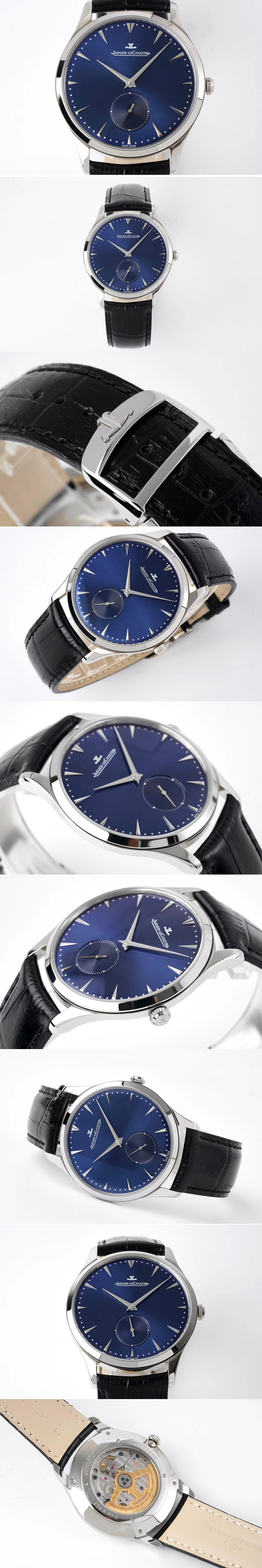 Replica Jaeger-LeCoultre Master Ultra Thin Small Second SS ZF 1:1 Best Edition Blue Dial on Black Leather Strap A896