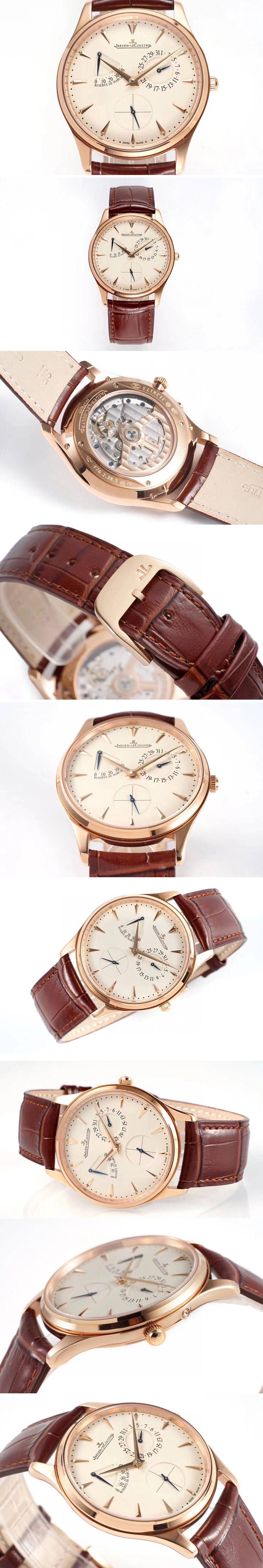 Replica Jaeger-LeCoultre Master Ultra Thin Réserve de Marche RG ZF 1:1 Best Edition White Dial on Brown Leather Strap SA938 V3