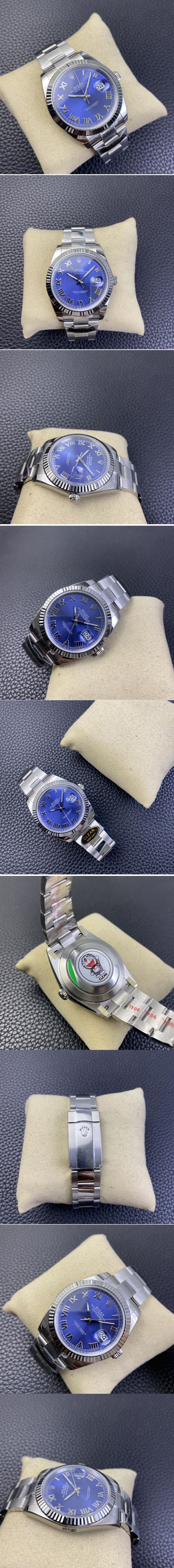 Replica Rolex Datejust 41 SS 904L Steel Clean 1:1 Best Edition Blue Roman Dial on Oyster Bracelet VR3235