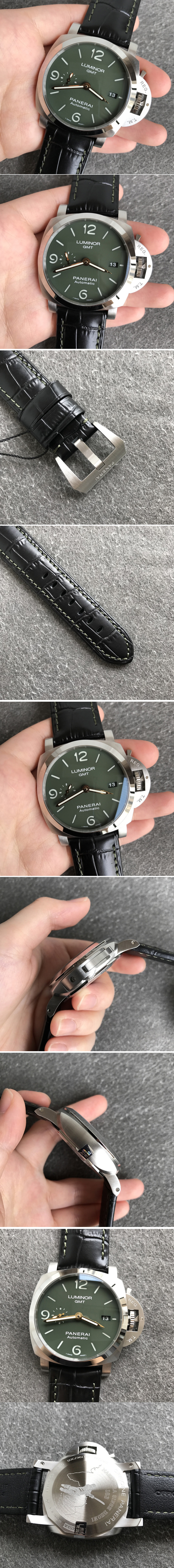 Replica Panerai PAM1056 V GMT VSF 1:1 Best Edition Green Dial on Black Leather Strap P.9011 Super Clone