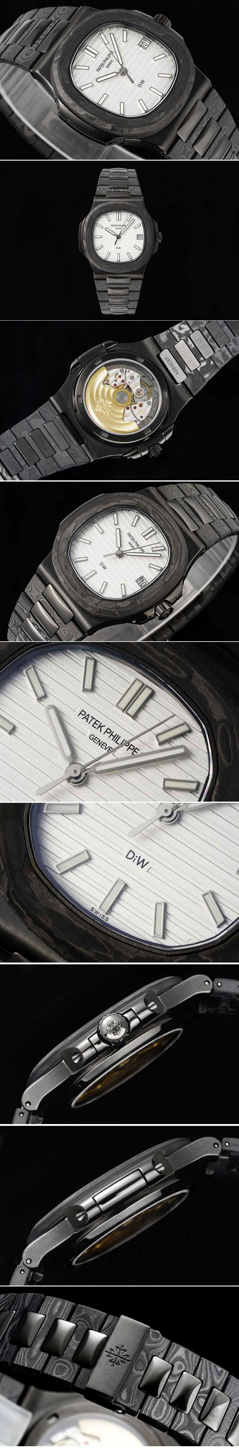 Replica Patek Philippe Nautilus 5711 DIW Carbon DIWF 1:1 Best Edition Silver Textured Dial on Carbon/PVD Bracelet 324CS