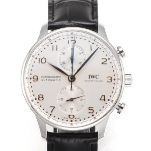 Replica IWC Portuguese Chrono IW3716 RSF 1:1 Best Edition White Dial YG Markers on Black Leather Strap A7750