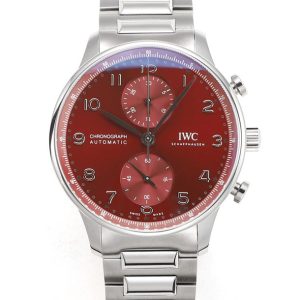 Replica IWC Portuguese Chrono IW3716 RSF 1:1 Best Edition Red Dial on SS Bracelet A7750