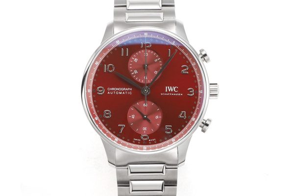 Replica IWC Portuguese Chrono IW3716 RSF 1:1 Best Edition Red Dial on SS Bracelet A7750