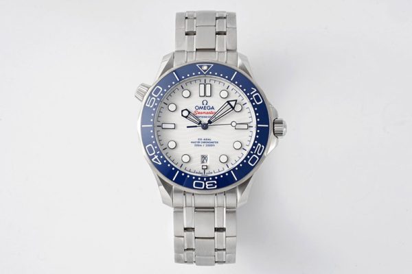 Replica Omega Seamaster Diver 300M ZF 1:1 Best Edition Blue Ceramic White Dial on SS Bracelet A8800
