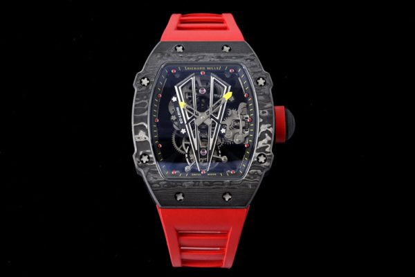 Replica Richard Mille RM027-03 NTPT Real Tourbillon RMF Best Edition Skeleton Dial on Red Rubber Strap