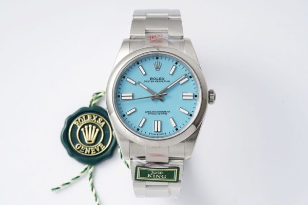 Replica Rolex Oyster Perpetual 41mm 124300 KING 1:1 Best Edition 904L Steel Tiffany Blue Dial on SS Bracelet K3230