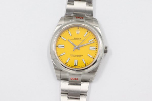 Replica Rolex Oyster Perpetual 41mm 124300 EWF Best Edition Yellow Dial on SS Bracelet A3230