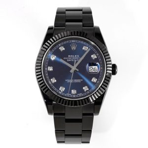 Replica Rolex DateJust 41MM 126334 Blaken DLC VRF 1:1 Best Edition Blue Dial Diamonds Markers on DLC Jubilee Bracelet A3235