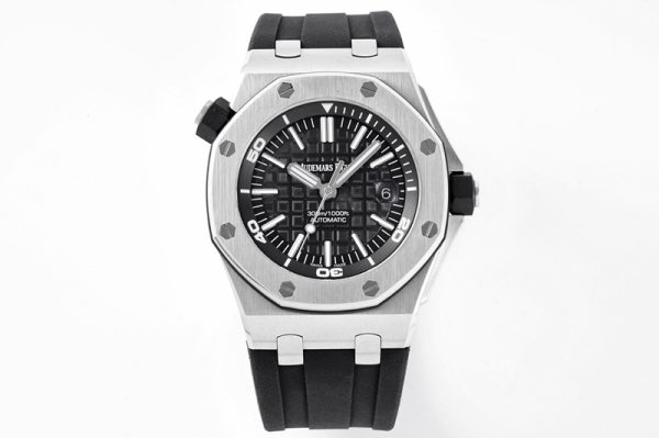 Replica Audemars Piguet Royal Oak Offshore Diver 15703 ZF 1:1 Best Edition Black Dial on Black Rubber Strap A2824