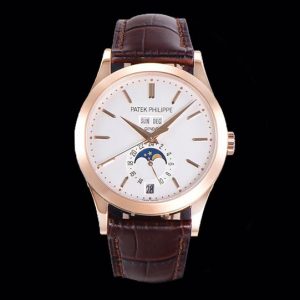 Replica Patek Philippe Annual Calendar Complications 5396 RG GRF Best Edition White dial on Brown leather strap A324