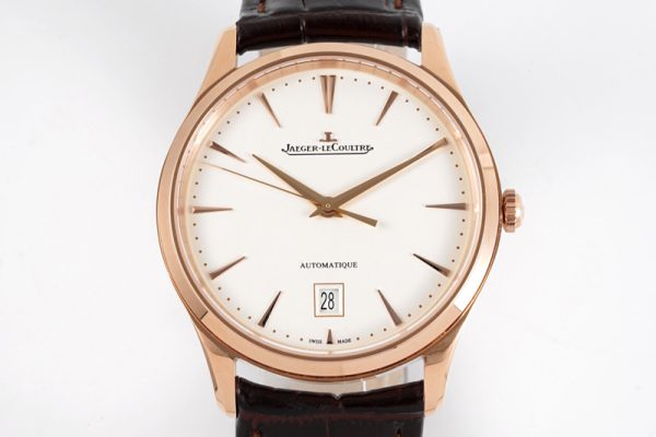 Replica Jaeger-LeCoultre Master 1288420 RG ZF 1:1 Best Edition Ivory White Dial on Brown Leather Strap A899/1