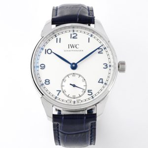 Replica IWC Portuguese IW358304 ZF 1:1 Best Edition SS White Dial Blue Markers on Blue Leather Strap A82200