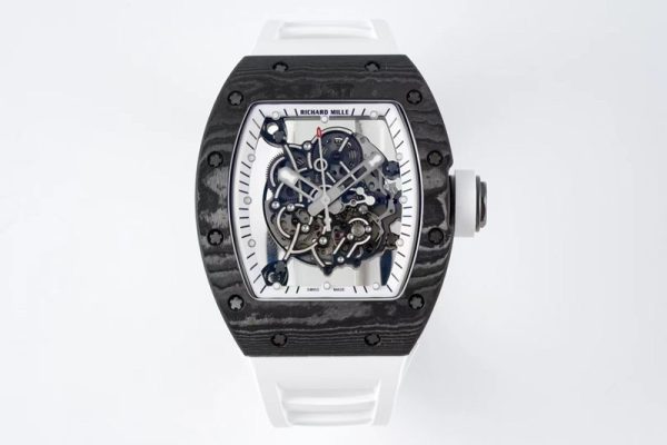 Replica Richard Mille RM055 Real NTPT ZF 1:1 Best Edition Skeleton White Dial on White Rubber Strap NH05A V3