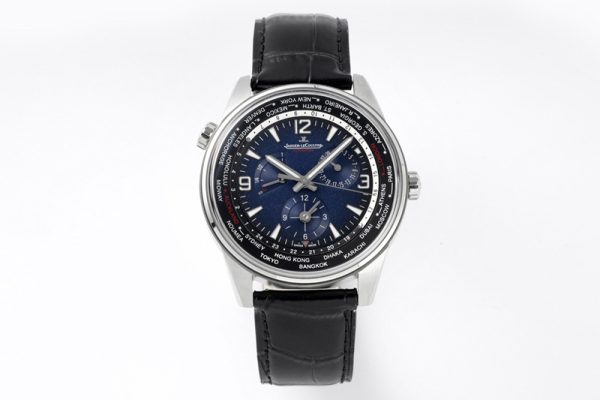 Replica Jaeger-LeCoultre Polaris Geographic SS ZF 1:1 Best Edition Blue Textured Dial on Black Leather Strap A936