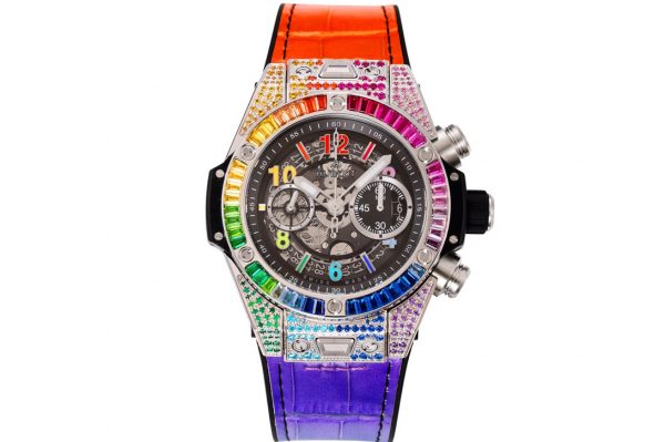 Replica Hublot Big Bang Unico Rainbow King SS 45mm ZF 1:1 Best Edition on Rainbow Gummy Strap A1280