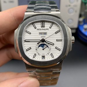 Replica Patek Philippe Nautilus 5726 Full Function SS PPF 1:1 Best Edition White Dial on SS Bracelet A324
