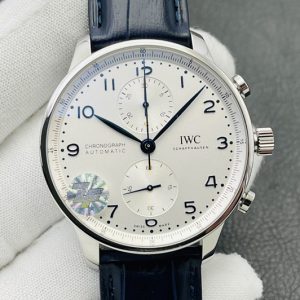 Replica IWC Portuguese Chrono IW371605 ZF 1:1 Best Edition White Dial on Blue Leather Strap A69355