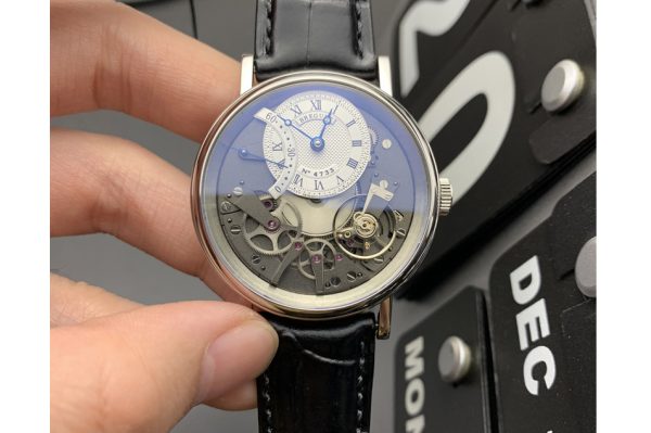 Replica Breguet Tradition 7097BB SS ZF 1:1 Best Edition White/Gray Dial on Black Leather Strap A505