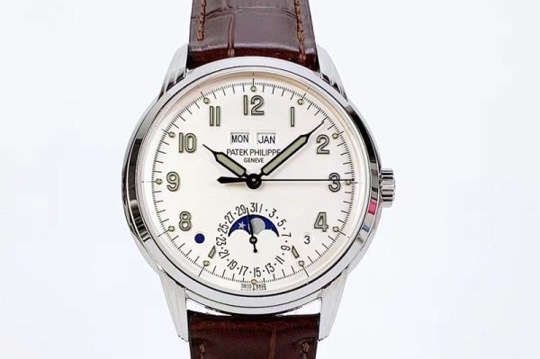 Replica Patek Philippe Grand Complications 5320G GSF Best Edition White Dial on Brown Leather Strap A324
