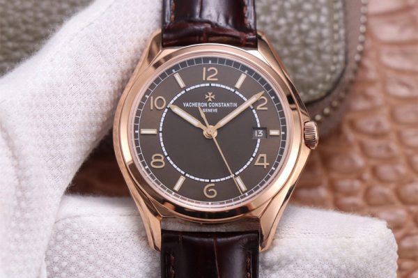 Replica Vacheron Constantin Fiftysix RG 40mm ZF 1:1 Best Edition Brown Dial on Brown Leather Strap A1326