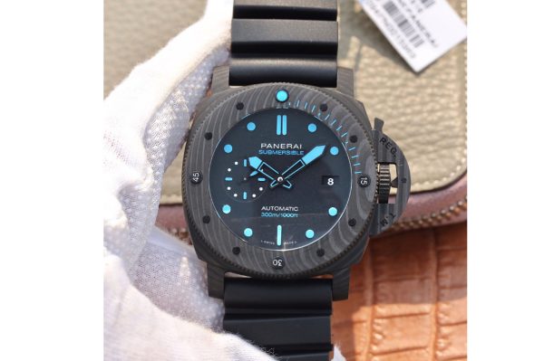 Replica Panerai PAM1616 Carbotech 47mm VSF Best Edition Black Dial Blue Markers on Rubber Strap P.9010 Clone