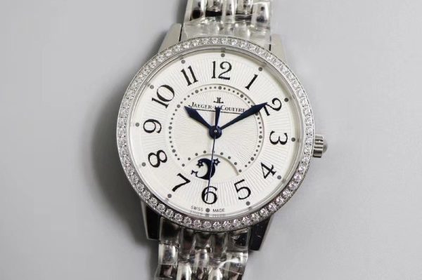 Replica Jaeger-LeCoultre Rendez-Vous Night & Day SS ZF 1:1 Best Edition WhiteTextured Dial Diamonds Bezel on SS Bracelet A898