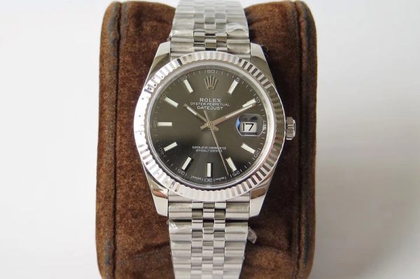 Replica Rolex DateJust 41 126334 SS REF 1:1 Best Edition Gray Dial Stick Markers on Jubilee Bracelet A3235 Clone