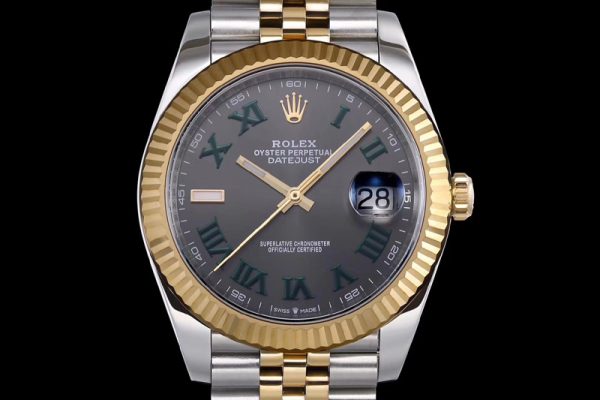 Replica Rolex DateJust 41 SS/YG 126334 DJF Best Edition 904L Steel Gray Dial Roman Markers on SS/YG Jubilee Bracelet A2824