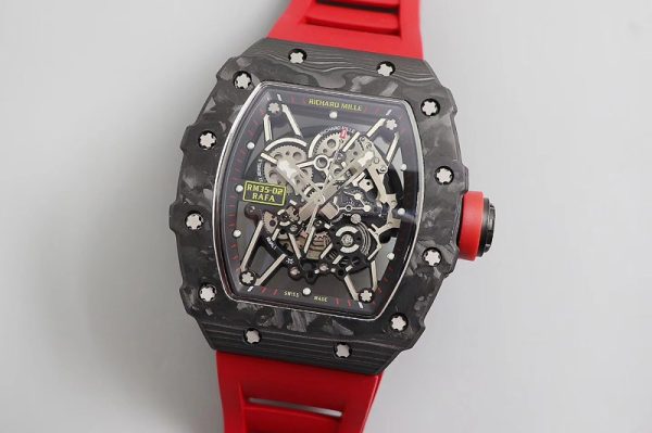 Replica Richard Mille RM035-02 KVF Best Edition Skeleton Dial Red on Red Rubber Strap MIYOTA8215