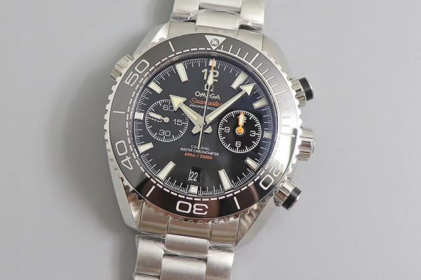 Replica Omega Planet Ocean Master Chronometer OMF SS Black Polished Bezel Black Dial on SS Bracelet A9900
