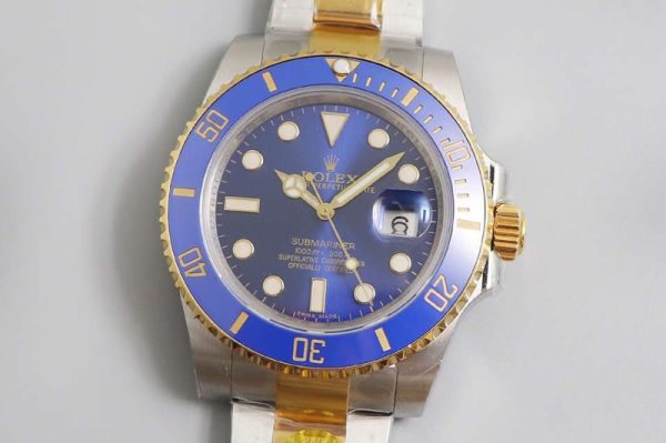 Replica Rolex Submariner 116613 LB SS/YG Blue DIF 1:1 Best Edition 18K Wrapped gold SS/YG Case and Bracelet A2824