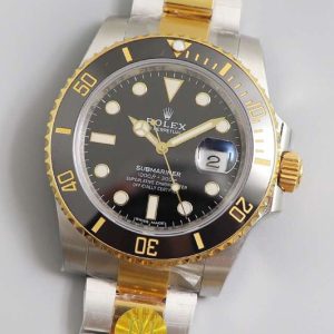 Replica Rolex Submariner 116613 LN SS/YG Black DIF 1:1 Best Edition 18K Wrapped gold SS/YG Case and Bracelet A2824