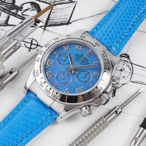 Replica Rolex Daytona 116519 OXF Best Edition Blue Dial on Blue Leather Strap A7750