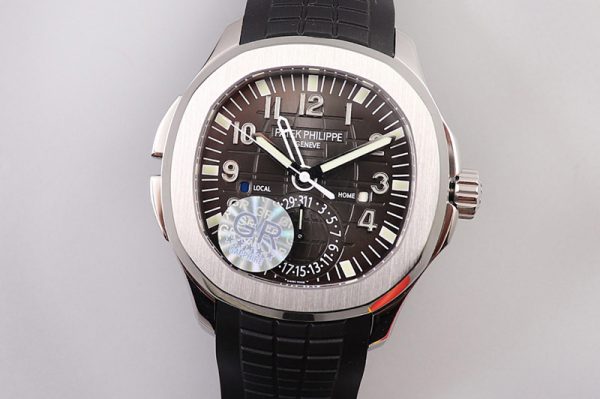 Replica Patek Philippe Aquanaut 5164A SS GRF Best Edition Gray Dial on Black Rubber Strap A324