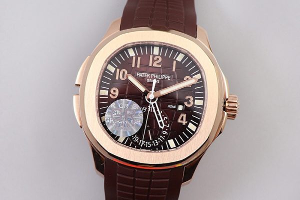 Replica Patek Philippe Aquanaut 5164R RG GRF Best Edition Brown Dial on Brown Rubber Strap A324