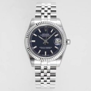 Replica Rolex Datejust 31mm 178274 SS GSF Best Edition Blue Stick Markers Dial on SS Jubilee Bracelet SEIKO NH05A