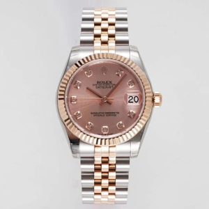 Replica Rolex Datejust 31mm 178274 SS/YG GSF Best Edition Rose Gold Crystal Markers Dial on SS/YG Jubilee Bracelet SEIKO NH05A