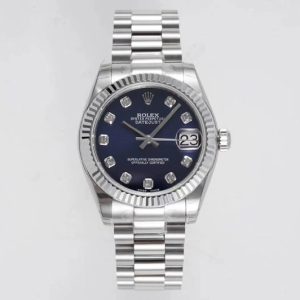 Replica Rolex Datejust 31mm 178274 SS GSF Best Edition Blue Crystal Markers Dial on SS President Bracelet SEIKO NH05A