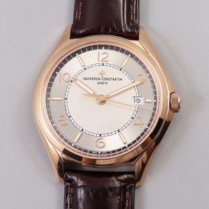 Replica Vacheron Constantin Fiftysix RG 40mm ZF 1:1 Best Edition Silver Dial on Brown Leather Strap A1326