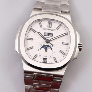 Replica Patek Philippe Nautilus 5726 Complicated SS GRF 1:1 Best Edition White Textured Dial on SS Bracelet A324