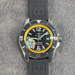 Replica Breitling Superocean Automatic 44 TF 1:1 Best Edition Black/Yellow Dial Black Bezel on Black Rubber Strap A2824