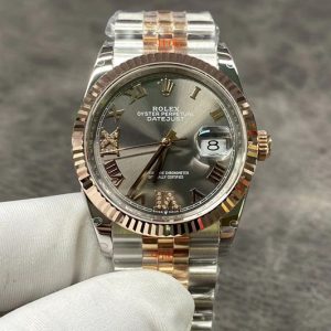 Replica Rolex DateJust 36 SS/RG 126231 EWF 1:1 Best Edition Gray Dial Roman Markers on Jubilee Bracelet A3235